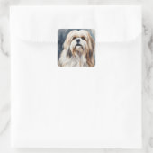 Sticker Carré Aquarelle Portrait Sweet Shih Tzu Pose Chien (Sac)
