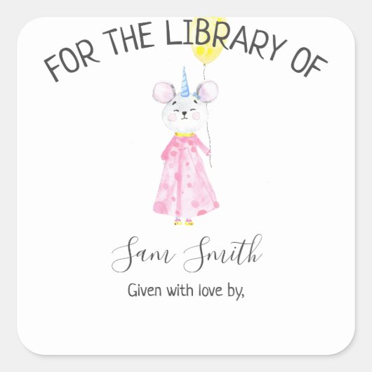 Sticker Carré Aquarelle - pour la bibliothèque de (Devant)