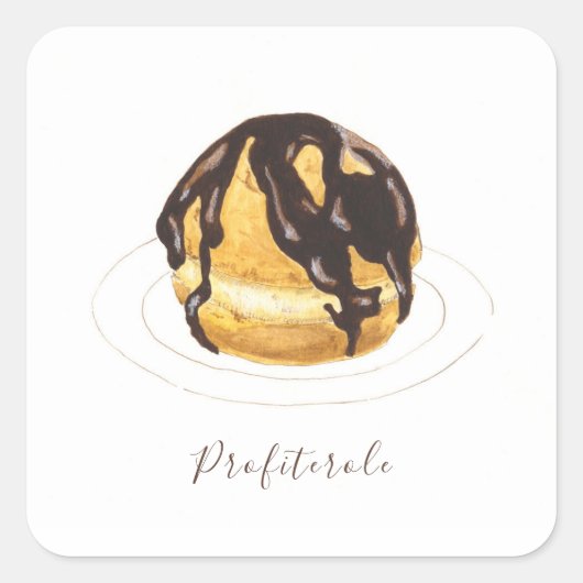 Sticker Carré Aquarelle profiterole (Devant)