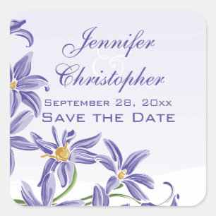 Sticker Carré Aquarelle Purple Fleurs de printemps Enregistrer l