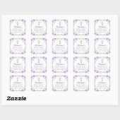 Sticker Carré Aquarelle Purple Floral Première Communion Sainte (Feuille)