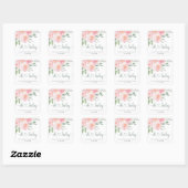 Sticker Carré Aquarelle rose baby shower (Feuille)