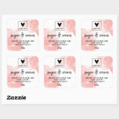 Sticker Carré Aquarelle rose Beauté artisanale Votre logo (Feuille)