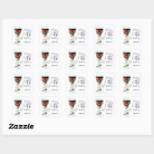 Sticker Carré Aquarelle Rose de vin rouge 60e anniversaire (Feuille)