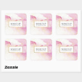 Sticker Carré Aquarelle rose douce Abstraite Faux Gold Dust (Feuille)