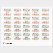 Sticker Carré Aquarelle Rose Douce Et Orange Clair (Feuille)