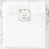 Sticker Carré Aquarelle rose douce Fleurs Première Communion sai (Sac)