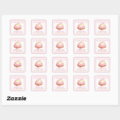 Sticker Carré Aquarelle rose En vichy S'mores Saint-Valentin (Feuille)