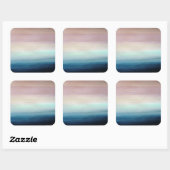 Sticker Carré Aquarelle rose et bleu foncé | (Feuille)