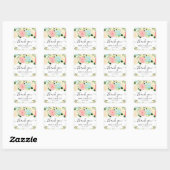 Sticker Carré Aquarelle rose et Mariage de fleurs de menthe (Feuille)