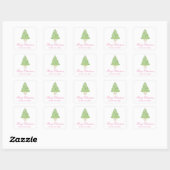 Sticker Carré Aquarelle rose et vert Ginger Jar Tree (Feuille)
