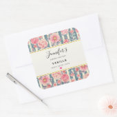 Sticker Carré Aquarelle rose Fleurs bougies Sent savon (Enveloppe)
