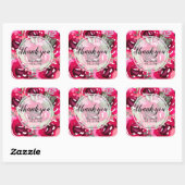 Sticker Carré Aquarelle rose Fleurs Merci (Feuille)