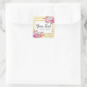 Sticker Carré Aquarelle rose Floral & Or Glam (Sac)