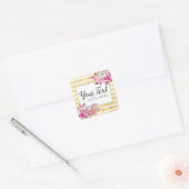 Sticker Carré Aquarelle rose Floral & Or Glam (Enveloppe)