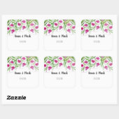 Sticker Carré Aquarelle rose Floral peinte à la main (Feuille)