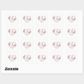 Sticker Carré Aquarelle rose florale 60e anniversaire (Feuille)