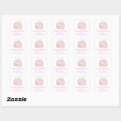 Sticker Carré Aquarelle rose gâteau d'anniversaire (Feuille)