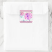 Sticker Carré Aquarelle rose Lilac Merci rose (Sac)