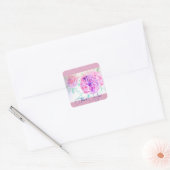 Sticker Carré Aquarelle rose Lilac Merci rose (Enveloppe)