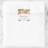 Sticker Carré Aquarelle rose Roses fleurs Mariage (Sac)