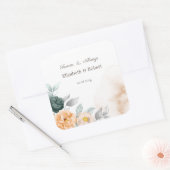 Sticker Carré Aquarelle Roses verts (Enveloppe)