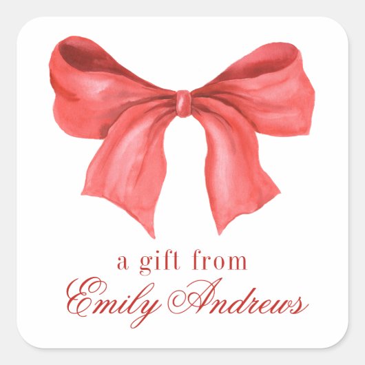 Sticker Carré Aquarelle rouge Bow (Devant)
