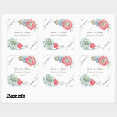 Sticker Carré Aquarelle Rouge du désert Succulents (Feuille)