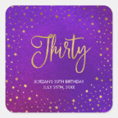 Sticker Carré Aquarelle rouge étoilée 30e anniversaire (Devant)