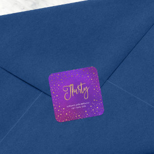 Sticker Carré Aquarelle rouge étoilée 30e anniversaire