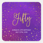 Sticker Carré Aquarelle rouge étoilée 50e anniversaire (Devant)