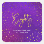 Sticker Carré Aquarelle rouge étoilée 80e anniversaire (Devant)