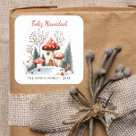 Sticker Carré Aquarelle rustique Bois d'hiver Feliz Navidad<br><div class="desc">Pour les amis et la famille à Noël,  Feliz Navidad aquarelle autocollant bois d'hiver,  qui peut être facilement personnalisé. Pour vos besoins d'enveloppes ou d'enveloppes cadeaux à Noël.</div>