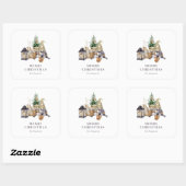 Sticker Carré Aquarelle Rustique Gnome Holiday (Feuille)