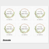 Sticker Carré Aquarelle rustique Holly Wreath Joyeux Noël (Feuille)