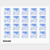 Sticker Carré Aquarelle Santorin Grèce (Feuille)