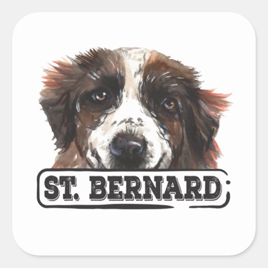 Sticker Carré Aquarelle St. Bernard (Devant)