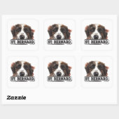 Sticker Carré Aquarelle St. Bernard (Feuille)