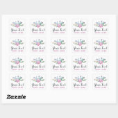 Sticker Carré Aquarelle Succulent Cactus Prickly Pear Bohemian (Feuille)