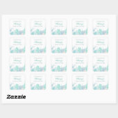 Sticker Carré Aquarelle Succulente Bébé Garçon Douche Merci (Feuille)