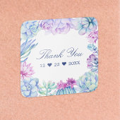 Sticker Carré Aquarelle Succulentes Floral Cactus Merci