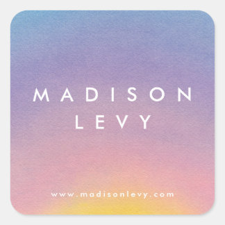 Sticker Carré Aquarelle Sunrise Ombre Nom personnalisé Imprimé