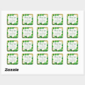 Sticker Carré Aquarelle Sweet sixteen Shamrock vert et or (Feuille)