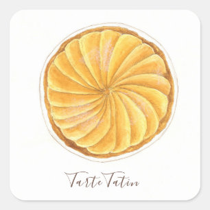 Sticker Carré Aquarelle Tarte Tatin