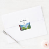 Sticker Carré Aquarelle Telluride Colorado Merci Mariage (Enveloppe)