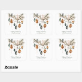 Sticker Carré Aquarelle tendance Boho ornements de Noël (Feuille)
