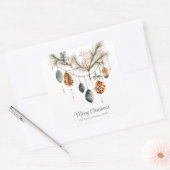 Sticker Carré Aquarelle tendance Boho ornements de Noël (Enveloppe)
