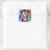Sticker Carré Aquarelle tête de lion (Sac)