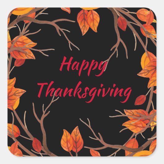 Sticker Carré Aquarelle Thanksgiving Leviers (Devant)