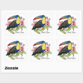 Sticker Carré Aquarelle Toucan Bird Avec Fleurs (Feuille)